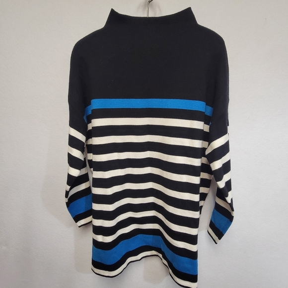 Jones New York Black and Blue Striped Mock Turtleneck Sweater Womens Size 1X - Picture 9 of 9